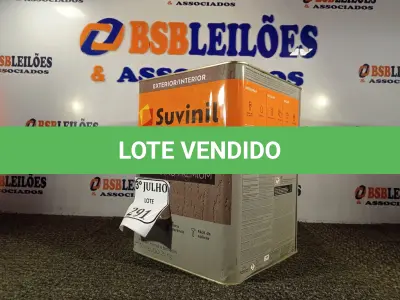 LOTE 291 - 01 LATA DE TINTA TEXTURATTO PREMIUM EFEITO RÚSTICO EXTERIOR/INTERIOR SUVINIL 25KG. (NO ESTADO) ATENÇÃO! FAZER A VISITAÇÃO ANTES DE ARREMATAR, NÃO SABEMOS SE FUNCIONA. LEILÃO NÃO TEM GARANTIA E NEM DEVOLUÇÃO, SUJEITO A POSSÍVEIS AVARIAS VISÍVEIS/OCULTAS E/OU AUSÊNCIA DE COMPONENTES.
