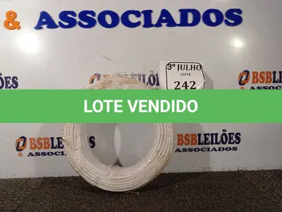 LOTE 242 - 01 ROLO DE CABO FLEXÍVEL 1×4,00MM NA COR BRANCA. (NO ESTADO) ATENÇÃO! FAZER A VISITAÇÃO ANTES DE ARREMATAR, NÃO SABEMOS SE FUNCIONA. LEILÃO NÃO TEM GARANTIA E NEM DEVOLUÇÃO, SUJEITO A POSSÍVEIS AVARIAS VISÍVEIS/OCULTAS E/OU AUSÊNCIA DE COMPONENTES.