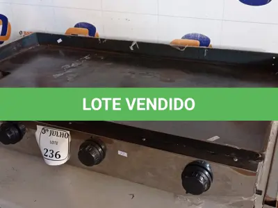 LOTE 236 - 01 CHAPA A GÁS SEM MARCA APARENTE.  (NO ESTADO) ATENÇÃO! FAZER A VISITAÇÃO ANTES DE ARREMATAR, NÃO SABEMOS SE FUNCIONA. LEILÃO NÃO TEM GARANTIA E NEM DEVOLUÇÃO, SUJEITO A POSSÍVEIS AVARIAS VISÍVEIS/OCULTAS E/OU AUSÊNCIA DE COMPONENTES.