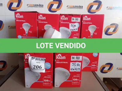 LOTE 206 - 01 LOTE COM 10 LÂMPADAS DE LED INDUSTRIAL 6.500K BRANCA FRIA DE 120W CADA. (NO ESTADO) ATENÇÃO! FAZER A VISITAÇÃO ANTES DE ARREMATAR, NÃO SABEMOS SE FUNCIONA. LEILÃO NÃO TEM GARANTIA E NEM DEVOLUÇÃO, SUJEITO A POSSÍVEIS AVARIAS VISÍVEIS/OCULTAS E/OU AUSÊNCIA DE COMPONENTES.