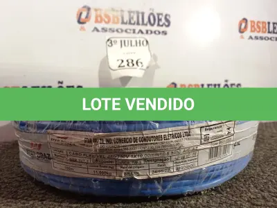LOTE 286 - 01 ROLO DE CABO FLEXÍVEL 1×10,00MM NA COR AZUL. (NO ESTADO) ATENÇÃO! FAZER A VISITAÇÃO ANTES DE ARREMATAR, NÃO SABEMOS SE FUNCIONA. LEILÃO NÃO TEM GARANTIA E NEM DEVOLUÇÃO, SUJEITO A POSSÍVEIS AVARIAS VISÍVEIS/OCULTAS E/OU AUSÊNCIA DE COMPONENTES.