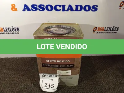 LOTE 245 - 01 LATA DE TINTA TEXTURATTO PREMIUM EFEITO RÚSTICO EXTERIOR/INTERIOR SUVINIL 25KG. (NO ESTADO) ATENÇÃO! FAZER A VISITAÇÃO ANTES DE ARREMATAR, NÃO SABEMOS SE FUNCIONA. LEILÃO NÃO TEM GARANTIA E NEM DEVOLUÇÃO, SUJEITO A POSSÍVEIS AVARIAS VISÍVEIS/OCULTAS E/OU AUSÊNCIA DE COMPONENTES.