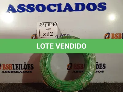LOTE 212 - 01 ROLO DE CABO FLEXÍVEL 1×4,00MM NA COR VERDE. (NO ESTADO) ATENÇÃO! FAZER A VISITAÇÃO ANTES DE ARREMATAR, NÃO SABEMOS SE FUNCIONA. LEILÃO NÃO TEM GARANTIA E NEM DEVOLUÇÃO, SUJEITO A POSSÍVEIS AVARIAS VISÍVEIS/OCULTAS E/OU AUSÊNCIA DE COMPONENTES.