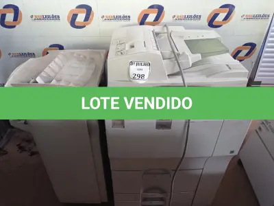 LOTE 298 - 01 IMPRESSORA COPIADORA RICOH MOD:MP8000. (NO ESTADO) ATENÇÃO! FAZER A VISITAÇÃO ANTES DE ARREMATAR, NÃO SABEMOS SE FUNCIONA. LEILÃO NÃO TEM GARANTIA E NEM DEVOLUÇÃO, SUJEITO A POSSÍVEIS AVARIAS VISÍVEIS/OCULTAS E/OU AUSÊNCIA DE COMPONENTES.