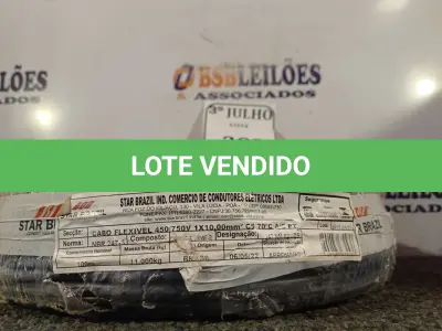 LOTE 282 - 01 ROLO DE CABO FLEXÍVEL 1×10,00MM NA COR PRETO. (NO ESTADO) ATENÇÃO! FAZER A VISITAÇÃO ANTES DE ARREMATAR, NÃO SABEMOS SE FUNCIONA. LEILÃO NÃO TEM GARANTIA E NEM DEVOLUÇÃO, SUJEITO A POSSÍVEIS AVARIAS VISÍVEIS/OCULTAS E/OU AUSÊNCIA DE COMPONENTES.