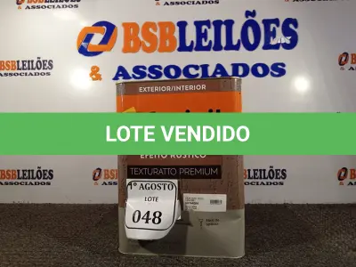LOTE 048 - 01 LATA DE TINTA TEXTURATTO PREMIUM EFEITO RÚSTICO INTERIOR/EXTERIOR SUVINIL 25KG. (NO ESTADO) ATENÇÃO! FAZER A VISITAÇÃO ANTES DE ARREMATAR, NÃO SABEMOS SE FUNCIONA. LEILÃO NÃO TEM GARANTIA E NEM DEVOLUÇÃO, SUJEITO A POSSÍVEIS AVARIAS VISÍVEIS/OCULTAS E/OU AUSÊNCIA DE COMPONENTES.