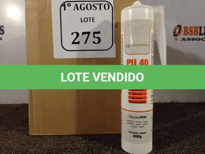 LOTE 275 - 12 SELANTES MULTIUSO DE POLIURETANO PU 40 CONTENDO 400MG CADA. (NO ESTADO) ATENÇÃO! FAZER A VISITAÇÃO ANTES DE ARREMATAR, NÃO SABEMOS SE FUNCIONA. LEILÃO NÃO TEM GARANTIA E NEM DEVOLUÇÃO, SUJEITO A POSSÍVEIS AVARIAS VISÍVEIS/OCULTAS E/OU AUSÊNCIA DE COMPONENTES.