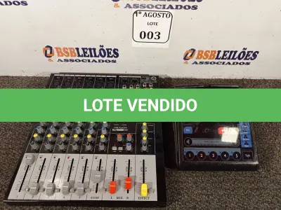 LOTE 003 - 01 MESA DE SOM MS602/VOICE LIVE TOUCH COM AVARIAS. (NO ESTADO) ATENÇÃO! FAZER A VISITAÇÃO ANTES DE ARREMATAR, NÃO SABEMOS SE FUNCIONA. LEILÃO NÃO TEM GARANTIA E NEM DEVOLUÇÃO, SUJEITO A POSSÍVEIS AVARIAS VISÍVEIS/OCULTAS E/OU AUSÊNCIA DE COMPONENTES.