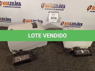 LOTE 056 - 02 IMPRESSORAS DE ETIQUETA, SENDO 01 TÉRMICA. (NO ESTADO) ATENÇÃO! FAZER A VISITAÇÃO ANTES DE ARREMATAR, NÃO SABEMOS SE FUNCIONA. LEILÃO NÃO TEM GARANTIA E NEM DEVOLUÇÃO, SUJEITO A POSSÍVEIS AVARIAS VISÍVEIS/OCULTAS E/OU AUSÊNCIA DE COMPONENTES.