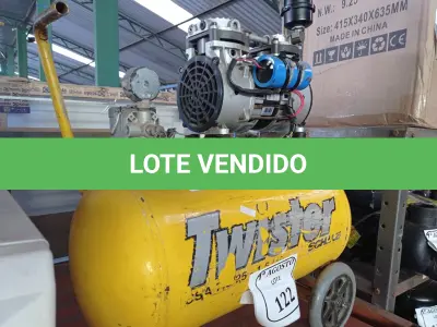 LOTE 122 - 01 COMPRESSOR AMARELO MARCA TWISTER SCHULZ. (NO ESTADO) ATENÇÃO! FAZER A VISITAÇÃO ANTES DE ARREMATAR, NÃO SABEMOS SE FUNCIONA. LEILÃO NÃO TEM GARANTIA E NEM DEVOLUÇÃO, SUJEITO A POSSÍVEIS AVARIAS VISÍVEIS/OCULTAS E/OU AUSÊNCIA DE COMPONENTES.