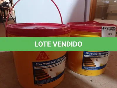 LOTE 265 - 02 LATAS DE SIKA MONOTOP-123 RODAPÉ IMPERMEABILIZANTE PARA TRATAMENTO DE UMIDADE ASCENDENTE COM 12KG CADA. (NO ESTADO) ATENÇÃO! FAZER A VISITAÇÃO ANTES DE ARREMATAR, NÃO SABEMOS SE FUNCIONA. LEILÃO NÃO TEM GARANTIA E NEM DEVOLUÇÃO, SUJEITO A POSSÍVEIS AVARIAS VISÍVEIS/OCULTAS E/OU AUSÊNCIA DE COMPONENTES.