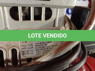 LOTE 118 - 01 COMPRESSOR ELÉTRICO MOTO MIL VERMELHO 220 VOLTS. (NO ESTADO) ATENÇÃO! FAZER A VISITAÇÃO ANTES DE ARREMATAR, NÃO SABEMOS SE FUNCIONA. LEILÃO NÃO TEM GARANTIA E NEM DEVOLUÇÃO, SUJEITO A POSSÍVEIS AVARIAS VISÍVEIS/OCULTAS E/OU AUSÊNCIA DE COMPONENTES.