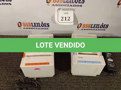 LOTE 212 - 02 IMPRESSORAS TÉRMICAS COM CARREGADOR. (NO ESTADO) ATENÇÃO! FAZER A VISITAÇÃO ANTES DE ARREMATAR, NÃO SABEMOS SE FUNCIONA. LEILÃO NÃO TEM GARANTIA E NEM DEVOLUÇÃO, SUJEITO A POSSÍVEIS AVARIAS VISÍVEIS/OCULTAS E/OU AUSÊNCIA DE COMPONENTES.