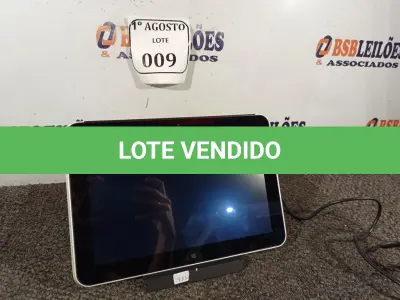 LOTE 009 - 01 TABLET PC COM BASE CARREGADOR MARCA HP. (APENAS LIGANDO, FALTA SISTEMA) (NO ESTADO) ATENÇÃO! FAZER A VISITAÇÃO ANTES DE ARREMATAR, NÃO SABEMOS SE FUNCIONA. LEILÃO NÃO TEM GARANTIA E NEM DEVOLUÇÃO, SUJEITO A POSSÍVEIS AVARIAS VISÍVEIS/OCULTAS E/OU AUSÊNCIA DE COMPONENTES.