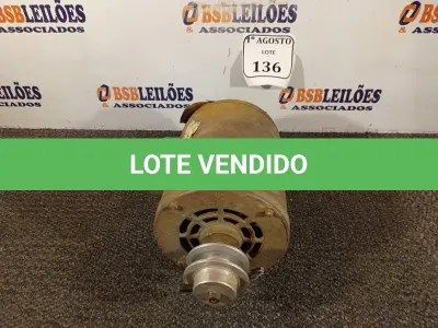 LOTE 136 - 01 MOTOR ELÉTRICO. (NO ESTADO) ATENÇÃO! FAZER A VISITAÇÃO ANTES DE ARREMATAR, NÃO SABEMOS SE FUNCIONA. LEILÃO NÃO TEM GARANTIA E NEM DEVOLUÇÃO, SUJEITO A POSSÍVEIS AVARIAS VISÍVEIS/OCULTAS E/OU AUSÊNCIA DE COMPONENTES.