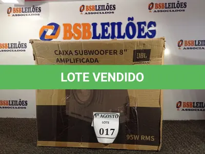 LOTE 017 - 01 CAIXA SUBWOOFER AMPLIFICADA 8’’ 95W RMS. (NO ESTADO) ATENÇÃO! FAZER A VISITAÇÃO ANTES DE ARREMATAR, NÃO SABEMOS SE FUNCIONA. LEILÃO NÃO TEM GARANTIA E NEM DEVOLUÇÃO, SUJEITO A POSSÍVEIS AVARIAS VISÍVEIS/OCULTAS E/OU AUSÊNCIA DE COMPONENTES.