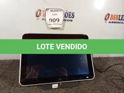 LOTE 009 - 01 TABLET PC COM BASE CARREGADOR MARCA HP. (APENAS LIGANDO, FALTA SISTEMA) (NO ESTADO) ATENÇÃO! FAZER A VISITAÇÃO ANTES DE ARREMATAR, NÃO SABEMOS SE FUNCIONA. LEILÃO NÃO TEM GARANTIA E NEM DEVOLUÇÃO, SUJEITO A POSSÍVEIS AVARIAS VISÍVEIS/OCULTAS E/OU AUSÊNCIA DE COMPONENTES.