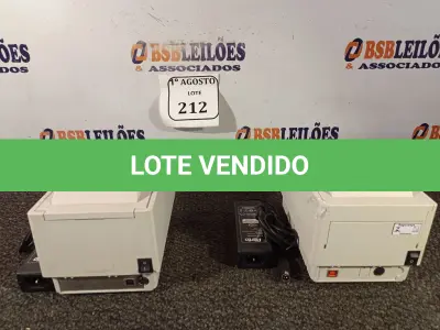 LOTE 212 - 02 IMPRESSORAS TÉRMICAS COM CARREGADOR. (NO ESTADO) ATENÇÃO! FAZER A VISITAÇÃO ANTES DE ARREMATAR, NÃO SABEMOS SE FUNCIONA. LEILÃO NÃO TEM GARANTIA E NEM DEVOLUÇÃO, SUJEITO A POSSÍVEIS AVARIAS VISÍVEIS/OCULTAS E/OU AUSÊNCIA DE COMPONENTES.