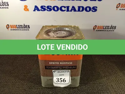 LOTE 356 - 01 LATA DE TINTA TEXTURATTO PREMIUM EFEITO RÚSTICO INTERIOR/EXTERIOR SUVINIL 25KG. (NO ESTADO) ATENÇÃO! FAZER A VISITAÇÃO ANTES DE ARREMATAR, NÃO SABEMOS SE FUNCIONA. LEILÃO NÃO TEM GARANTIA E NEM DEVOLUÇÃO, SUJEITO A POSSÍVEIS AVARIAS VISÍVEIS/OCULTAS E/OU AUSÊNCIA DE COMPONENTES.