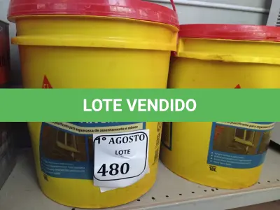 LOTE 480 - 02 BALDES DE SIKANOL ALVENARIA, ADITIVO PLASTIFICANTE PARA ARGAMASSA DE ASSENTAMENTO E REBOCO 18L. (NO ESTADO) ATENÇÃO! FAZER A VISITAÇÃO ANTES DE ARREMATAR, NÃO SABEMOS SE FUNCIONA. LEILÃO NÃO TEM GARANTIA E NEM DEVOLUÇÃO, SUJEITO A POSSÍVEIS AVARIAS VISÍVEIS/OCULTAS E/OU AUSÊNCIA DE COMPONENTES.