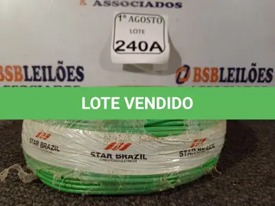 LOTE 240 - 01 ROLO DE CABO FLEXÍVEL 450/750VOLTS 1X4,00MM NA COR VERDE. (NO ESTADO) ATENÇÃO! FAZER A VISITAÇÃO ANTES DE ARREMATAR, NÃO SABEMOS SE FUNCIONA. LEILÃO NÃO TEM GARANTIA E NEM DEVOLUÇÃO, SUJEITO A POSSÍVEIS AVARIAS VISÍVEIS/OCULTAS E/OU AUSÊNCIA DE COMPONENTES.