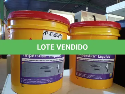 LOTE 377 - 02 BALDES IMPERSIKA LÍQUIDO. (NO ESTADO) ATENÇÃO! FAZER A VISITAÇÃO ANTES DE ARREMATAR, NÃO SABEMOS SE FUNCIONA. LEILÃO NÃO TEM GARANTIA E NEM DEVOLUÇÃO, SUJEITO A POSSÍVEIS AVARIAS VISÍVEIS/OCULTAS E/OU AUSÊNCIA DE COMPONENTES.