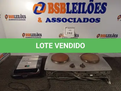 LOTE 342 - 01 FOGÃO ELÉTRICO 02 BOCAS E 01 WAFLE. (NO ESTADO) ATENÇÃO! FAZER A VISITAÇÃO ANTES DE ARREMATAR, NÃO SABEMOS SE FUNCIONA. LEILÃO NÃO TEM GARANTIA E NEM DEVOLUÇÃO, SUJEITO A POSSÍVEIS AVARIAS VISÍVEIS/OCULTAS E/OU AUSÊNCIA DE COMPONENTES.