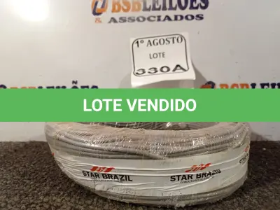 LOTE 330 - 01 ROLO DE CABO FLEXÍVEL 450/750VOLTS 1X2,50MM NA COR CINZA. (NO ESTADO) ATENÇÃO! FAZER A VISITAÇÃO ANTES DE ARREMATAR, NÃO SABEMOS SE FUNCIONA. LEILÃO NÃO TEM GARANTIA E NEM DEVOLUÇÃO, SUJEITO A POSSÍVEIS AVARIAS VISÍVEIS/OCULTAS E/OU AUSÊNCIA DE COMPONENTES.