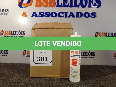 LOTE 381 - 12 SELANTES MULTIUSO DE POLIURETANO PU 40 CONTENDO 400MG CADA. (NO ESTADO) ATENÇÃO! FAZER A VISITAÇÃO ANTES DE ARREMATAR, NÃO SABEMOS SE FUNCIONA. LEILÃO NÃO TEM GARANTIA E NEM DEVOLUÇÃO, SUJEITO A POSSÍVEIS AVARIAS VISÍVEIS/OCULTAS E/OU AUSÊNCIA DE COMPONENTES.