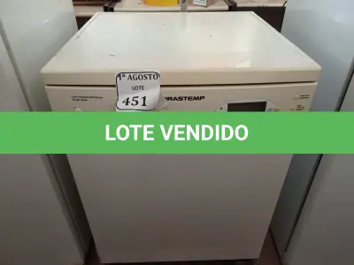 LOTE 451 - 01 LAVA-LOUÇAS BRASTEMP 220VOLTS. (NO ESTADO) ATENÇÃO! FAZER A VISITAÇÃO ANTES DE ARREMATAR, NÃO SABEMOS SE FUNCIONA. LEILÃO NÃO TEM GARANTIA E NEM DEVOLUÇÃO, SUJEITO A POSSÍVEIS AVARIAS VISÍVEIS/OCULTAS E/OU AUSÊNCIA DE COMPONENTES.