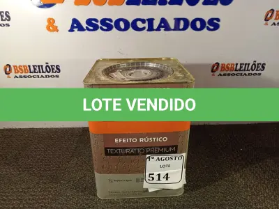 LOTE 514 - 01 LATA DE TINTA TEXTURATTO PREMIUM EFEITO RÚSTICO INTERIOR/EXTERIOR SUVINIL 25KG. (NO ESTADO) ATENÇÃO! FAZER A VISITAÇÃO ANTES DE ARREMATAR, NÃO SABEMOS SE FUNCIONA. LEILÃO NÃO TEM GARANTIA E NEM DEVOLUÇÃO, SUJEITO A POSSÍVEIS AVARIAS VISÍVEIS/OCULTAS E/OU AUSÊNCIA DE COMPONENTES.