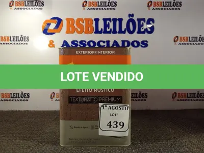 LOTE 439 - 01 LATA DE TINTA TEXTURATTO PREMIUM EFEITO RÚSTICO INTERIOR/EXTERIOR SUVINIL 25KG. (NO ESTADO) ATENÇÃO! FAZER A VISITAÇÃO ANTES DE ARREMATAR, NÃO SABEMOS SE FUNCIONA. LEILÃO NÃO TEM GARANTIA E NEM DEVOLUÇÃO, SUJEITO A POSSÍVEIS AVARIAS VISÍVEIS/OCULTAS E/OU AUSÊNCIA DE COMPONENTES.