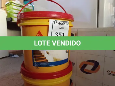 LOTE 351 - 02 BALDES DE SIKA MONOTOP-123 RODAPÉ DE 12KG. (NO ESTADO) ATENÇÃO! FAZER A VISITAÇÃO ANTES DE ARREMATAR, NÃO SABEMOS SE FUNCIONA. LEILÃO NÃO TEM GARANTIA E NEM DEVOLUÇÃO, SUJEITO A POSSÍVEIS AVARIAS VISÍVEIS/OCULTAS E/OU AUSÊNCIA DE COMPONENTES.