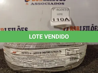 LOTE 110 - 01 ROLO DE CABO FLEXÍVEL 450/750VOLTS 1X4,00MM NA COR CINZA. (NO ESTADO) ATENÇÃO! FAZER A VISITAÇÃO ANTES DE ARREMATAR, NÃO SABEMOS SE FUNCIONA. LEILÃO NÃO TEM GARANTIA E NEM DEVOLUÇÃO, SUJEITO A POSSÍVEIS AVARIAS VISÍVEIS/OCULTAS E/OU AUSÊNCIA DE COMPONENTES.