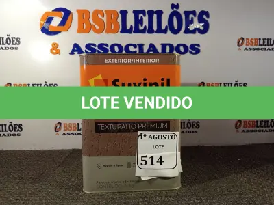 LOTE 514 - 01 LATA DE TINTA TEXTURATTO PREMIUM EFEITO RÚSTICO INTERIOR/EXTERIOR SUVINIL 25KG. (NO ESTADO) ATENÇÃO! FAZER A VISITAÇÃO ANTES DE ARREMATAR, NÃO SABEMOS SE FUNCIONA. LEILÃO NÃO TEM GARANTIA E NEM DEVOLUÇÃO, SUJEITO A POSSÍVEIS AVARIAS VISÍVEIS/OCULTAS E/OU AUSÊNCIA DE COMPONENTES.