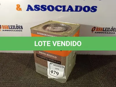 LOTE 479 - 01 LATA DE TINTA TEXTURATTO PREMIUM EFEITO RÚSTICO INTERIOR/EXTERIOR SUVINIL 25KG. (NO ESTADO) ATENÇÃO! FAZER A VISITAÇÃO ANTES DE ARREMATAR, NÃO SABEMOS SE FUNCIONA. LEILÃO NÃO TEM GARANTIA E NEM DEVOLUÇÃO, SUJEITO A POSSÍVEIS AVARIAS VISÍVEIS/OCULTAS E/OU AUSÊNCIA DE COMPONENTES.