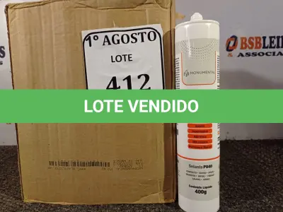 LOTE 412 - 12 SELANTES MULTIUSO DE POLIURETANO PU 40 CONTENDO 400MG CADA. (NO ESTADO) ATENÇÃO! FAZER A VISITAÇÃO ANTES DE ARREMATAR, NÃO SABEMOS SE FUNCIONA. LEILÃO NÃO TEM GARANTIA E NEM DEVOLUÇÃO, SUJEITO A POSSÍVEIS AVARIAS VISÍVEIS/OCULTAS E/OU AUSÊNCIA DE COMPONENTES.