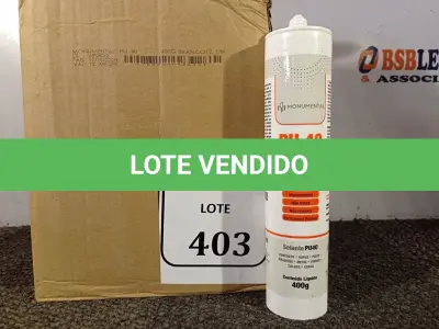 LOTE 403 - 12 SELANTES MULTIUSO DE POLIURETANO PU 40 CONTENDO 400MG CADA. (NO ESTADO) ATENÇÃO! FAZER A VISITAÇÃO ANTES DE ARREMATAR, NÃO SABEMOS SE FUNCIONA. LEILÃO NÃO TEM GARANTIA E NEM DEVOLUÇÃO, SUJEITO A POSSÍVEIS AVARIAS VISÍVEIS/OCULTAS E/OU AUSÊNCIA DE COMPONENTES.