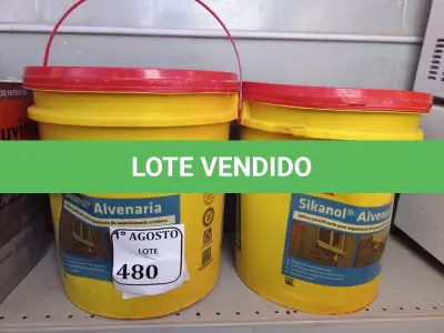 LOTE 480 - 02 BALDES DE SIKANOL ALVENARIA, ADITIVO PLASTIFICANTE PARA ARGAMASSA DE ASSENTAMENTO E REBOCO 18L. (NO ESTADO) ATENÇÃO! FAZER A VISITAÇÃO ANTES DE ARREMATAR, NÃO SABEMOS SE FUNCIONA. LEILÃO NÃO TEM GARANTIA E NEM DEVOLUÇÃO, SUJEITO A POSSÍVEIS AVARIAS VISÍVEIS/OCULTAS E/OU AUSÊNCIA DE COMPONENTES.