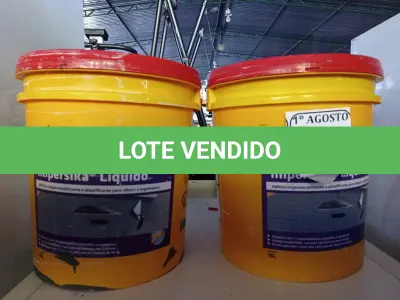 LOTE 454 - 02 BALDES IMPERSIKA LÍQUIDO. (NO ESTADO) ATENÇÃO! FAZER A VISITAÇÃO ANTES DE ARREMATAR, NÃO SABEMOS SE FUNCIONA. LEILÃO NÃO TEM GARANTIA E NEM DEVOLUÇÃO, SUJEITO A POSSÍVEIS AVARIAS VISÍVEIS/OCULTAS E/OU AUSÊNCIA DE COMPONENTES.