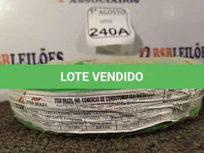LOTE 240 - 01 ROLO DE CABO FLEXÍVEL 450/750VOLTS 1X4,00MM NA COR VERDE. (NO ESTADO) ATENÇÃO! FAZER A VISITAÇÃO ANTES DE ARREMATAR, NÃO SABEMOS SE FUNCIONA. LEILÃO NÃO TEM GARANTIA E NEM DEVOLUÇÃO, SUJEITO A POSSÍVEIS AVARIAS VISÍVEIS/OCULTAS E/OU AUSÊNCIA DE COMPONENTES.
