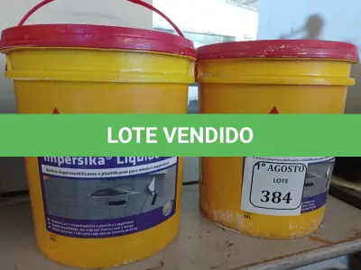 LOTE 384 - 02 BALDES IMPERSIKA LÍQUIDO. (NO ESTADO) ATENÇÃO! FAZER A VISITAÇÃO ANTES DE ARREMATAR, NÃO SABEMOS SE FUNCIONA. LEILÃO NÃO TEM GARANTIA E NEM DEVOLUÇÃO, SUJEITO A POSSÍVEIS AVARIAS VISÍVEIS/OCULTAS E/OU AUSÊNCIA DE COMPONENTES.