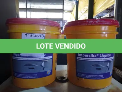LOTE 375 - 02 BALDES IMPERSIKA LÍQUIDO. (NO ESTADO) ATENÇÃO! FAZER A VISITAÇÃO ANTES DE ARREMATAR, NÃO SABEMOS SE FUNCIONA. LEILÃO NÃO TEM GARANTIA E NEM DEVOLUÇÃO, SUJEITO A POSSÍVEIS AVARIAS VISÍVEIS/OCULTAS E/OU AUSÊNCIA DE COMPONENTES.
