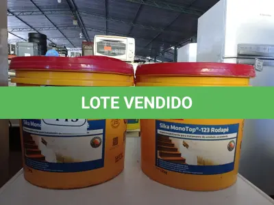 LOTE 445 - 02 BALDES DE SIKA MONOTOP-123 RODAPÉ IMPERMEABILIZANTE PARA TRATAMENTO DE UMIDADE ASCENDENTE 12KG. (NO ESTADO) ATENÇÃO! FAZER A VISITAÇÃO ANTES DE ARREMATAR, NÃO SABEMOS SE FUNCIONA. LEILÃO NÃO TEM GARANTIA E NEM DEVOLUÇÃO, SUJEITO A POSSÍVEIS AVARIAS VISÍVEIS/OCULTAS E/OU AUSÊNCIA DE COMPONENTES.