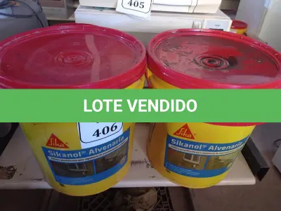 LOTE 406 - 02 BALDES DE SIKANOL ALVENARIA, ADITIVO PLASTIFICANTE PARA ARGAMASSA DE ASSENTAMENTO E REBOCO 18L. (NO ESTADO) ATENÇÃO! FAZER A VISITAÇÃO ANTES DE ARREMATAR, NÃO SABEMOS SE FUNCIONA. LEILÃO NÃO TEM GARANTIA E NEM DEVOLUÇÃO, SUJEITO A POSSÍVEIS AVARIAS VISÍVEIS/OCULTAS E/OU AUSÊNCIA DE COMPONENTES.