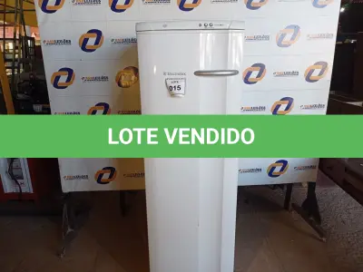 LOTE 015 - 01 FREEZER VERTICAL MARCA ELECTROLUX 127V. (NO ESTADO EM QUE SE ENCONTRA. SUJEITO A AVARIAS OCULTAS/VISÍVEIS.) AV9318G
