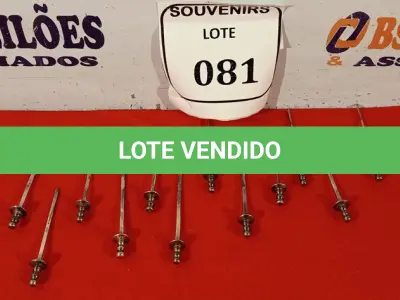 LOTE 081 - 12 ESPETOS EM PRATA PARA PETISCOS. (NO ESTADO EM QUE SE ENCONTRA) ATENÇÃO! FAZER A VISITAÇÃO ANTES DE ARREMATAR, NÃO SABEMOS SE FUNCIONA. LEILÃO NÃO TEM GARANTIA E NEM DEVOLUÇÃO, SUJEITO A POSSÍVEIS AVARIAS VISÍVEIS/OCULTAS E/OU AUSÊNCIA DE COMPONENTES.  