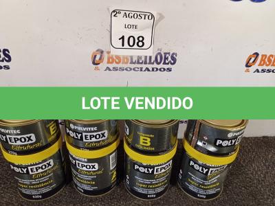 LOTE 108 - 04 ADESIVOS POLYEPOX 630G CADA.  (NO ESTADO) ATENÇÃO! FAZER A VISITAÇÃO ANTES DE ARREMATAR, NÃO SABEMOS SE FUNCIONA. LEILÃO NÃO TEM GARANTIA E NEM DEVOLUÇÃO, SUJEITO A POSSÍVEIS AVARIAS VISÍVEIS/OCULTAS E/OU AUSÊNCIA DE COMPONENTES.