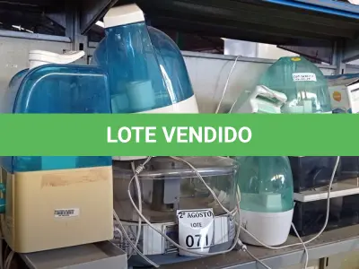 LOTE 071 - 01 LOTE COM VÁRIOS UMIDIFICADORES MARCAS E MODELOS DIVERSOS COM AVARIAS. (NO ESTADO) ATENÇÃO! FAZER A VISITAÇÃO ANTES DE ARREMATAR, NÃO SABEMOS SE FUNCIONA. LEILÃO NÃO TEM GARANTIA E NEM DEVOLUÇÃO, SUJEITO A POSSÍVEIS AVARIAS VISÍVEIS/OCULTAS E/OU AUSÊNCIA DE COMPONENTES.