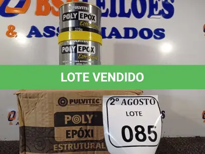 LOTE 085 - 04 ADESIVOS POLYEPOX 630G CADA. (NO ESTADO) ATENÇÃO! FAZER A VISITAÇÃO ANTES DE ARREMATAR, NÃO SABEMOS SE FUNCIONA. LEILÃO NÃO TEM GARANTIA E NEM DEVOLUÇÃO, SUJEITO A POSSÍVEIS AVARIAS VISÍVEIS/OCULTAS E/OU AUSÊNCIA DE COMPONENTES.